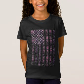 ピンクディアー狩り迷彩柄カモフラージアメリカ合衆国 Tシャツ (正面)