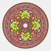 ピンクディスクインディアン結婚式招待状シール ラウンドシール (正面)