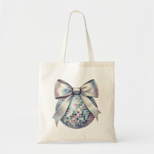 ピンクディスコのボールボウ トートバッグ (正面)