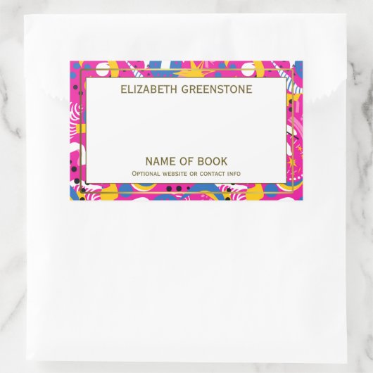 ピンクディスコをテーマにした作家シグネチャー蔵書票 長方形シール (バッグ)