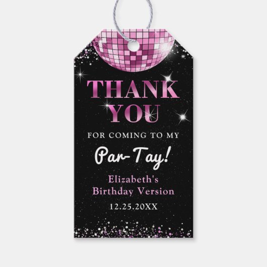 ピンクディスコインマイ誕生日エラ誕生日 ギフトタグ (正面)