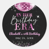 ピンクディスコインマイ誕生日エラ誕生日 ラウンドシール (正面)