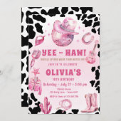 ピンクディスコカウガールロデオカントリーバースデーパーティー 招待状 (正面/裏面)