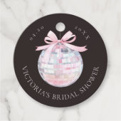 ピンクディスコガーリーボールエレガントブライダルシャワーラウンド フェイバータグ (正面)