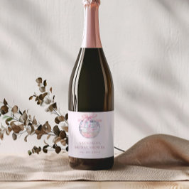 ピンクディスコガーリーボールエレガントブライダルシャワー スパークリングワインラベル