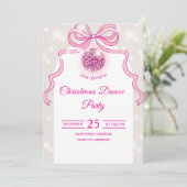 ピンクディスコスパークルガールズクリスマスパーティー招待状 シーズンカード (スタンド正面)