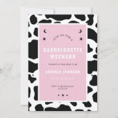 ピンクディスコスペースカウガール ブライズメイドパーティー シンプル 招待状 (正面)