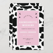 ピンクディスコスペースカウガール ブライズメイドパーティー シンプル 招待状 (正面/裏面)