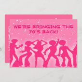 ピンクディスコテーマ70のパーティー 招待状 (正面/裏面)