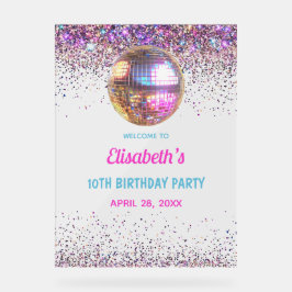 ピンクディスコトレンディーマイダブルデジット時代誕生日 アクリルサイン