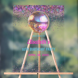 ピンクディスコトレンディーマイダブルデジット時代誕生日 アクリルサイン