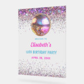 ピンクディスコトレンディーマイダブルデジット時代誕生日 アクリルサイン (傾斜)