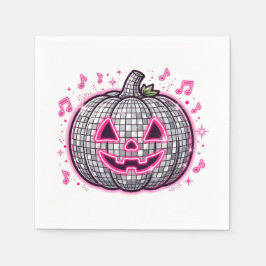 ピンクディスコパンプキンハロウィンパーティープレート スタンダードカクテルナプキン