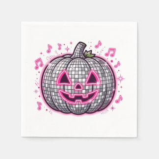 ピンクディスコパンプキンハロウィンパーティープレート スタンダードカクテルナプキン