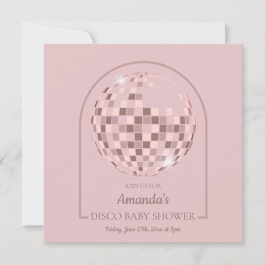 ピンクディスコブギーベビーシャワー 招待状 (正面)