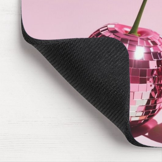 ピンクディスコボールさくらんぼピンクレッドガーリーマウスパッド マウスパッド (コーナー)