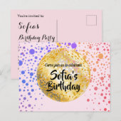 ピンクディスコボールはがきの招待状 インビテーションポストカード (正面/裏面)