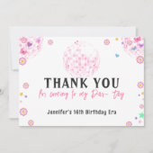 ピンクディスコボールエラス誕生日サンキューカード サンキューカード (正面)