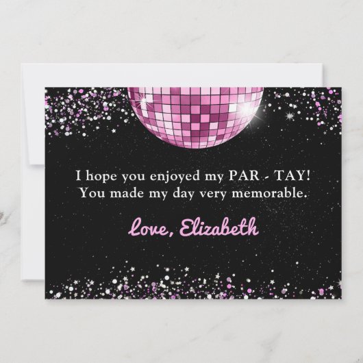 ピンクディスコボールエラス誕生日 サンキューカード (裏面)