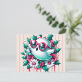 ピンクディスコボールクリスマス幽霊 ポストカード (スタンド正面)