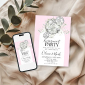 ピンクディスコボールジプソフィラ婚約パーティ 招待状