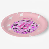 ピンクディスコボールスウィート15誕生日 ペーパープレート (アングル)