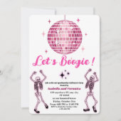 ピンクディスコボールスケルトンハローウィンパーティfor Girls 招待状 (正面)