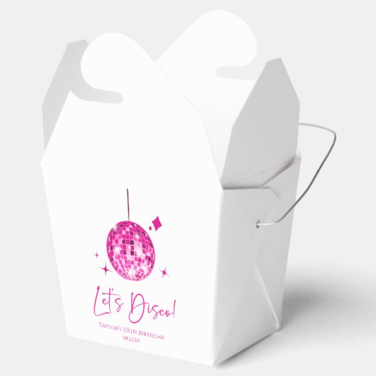 ピンクディスコボールレッツディスコ誕生日パーティー フェイバーボックス (オープン)