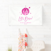 ピンクディスコボールレッツディスコ誕生日パーティー 横断幕 (インサイチュ)