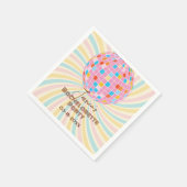 ピンクディスコボールレトログルーヴィバチェロレッテ スタンダードカクテルナプキン (角)