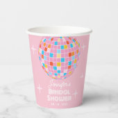ピンクディスコボールレトロ70s 80sブライダルシャワー 紙コップ (裏面)