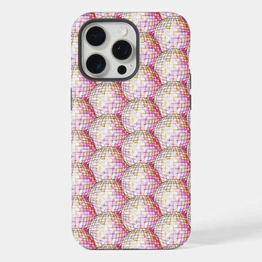 ピンクディスコボール柄 iPhoneケース (裏面)