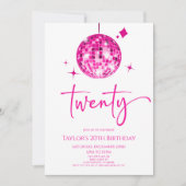 ピンクディスコボール20thバースデーパーティー 招待状 (正面)