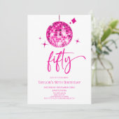 ピンクディスコボール50歳の誕生日パーティー 招待状 (スタンド正面)