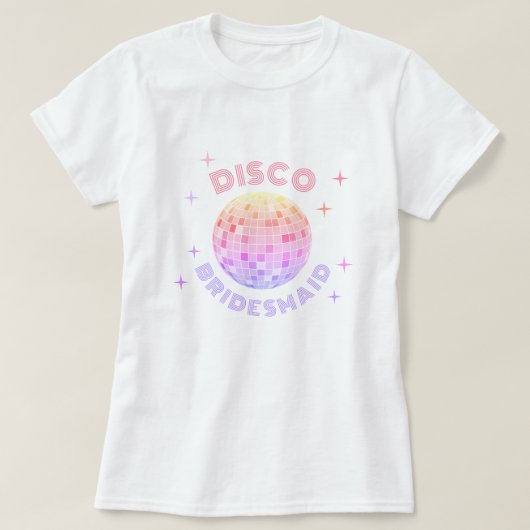 ピンクディスコボール70sバチェロレッテディスコ花嫁 tシャツ (デザイン正面)