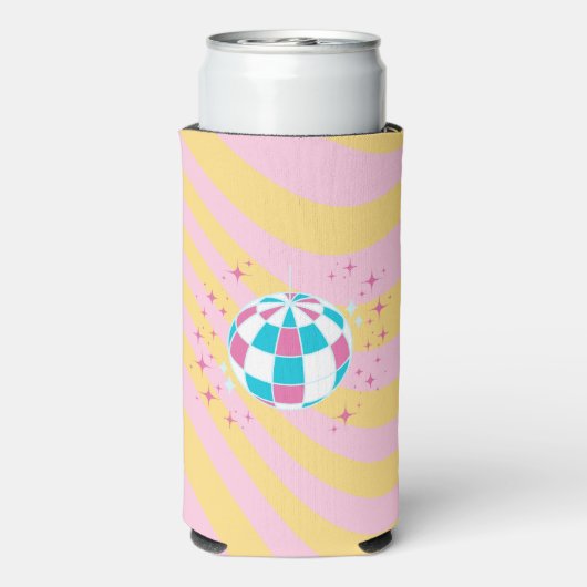 ピンクディスコボール、パーティーアート名門私立校風の、名門私立校風のスタイル スリム缶クーラー (Seltzer裏面)
