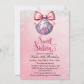 ピンクディスコボールSweet sixteen 招待状 (正面)