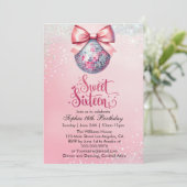 ピンクディスコボールSweet sixteen 招待状 (スタンド正面)