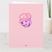 ピンクディスコモダンボール女性のカーボーイハットブーツ誕生日 カード (裏面)