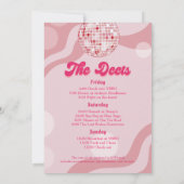 ピンクディスコレトロバチェロレッテ週末の日程 招待状 (裏面)