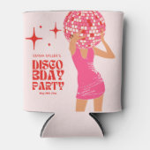 ピンクディスコ女子 缶クーラー (正面)