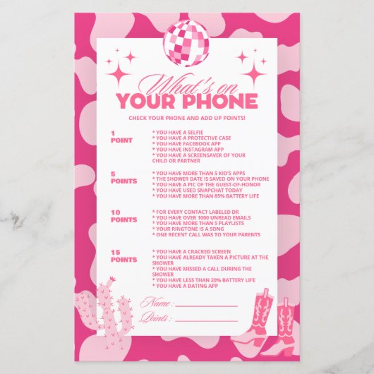 ピンクディスコ女性のカーボーイあなたの電話ゲームの何 (正面)