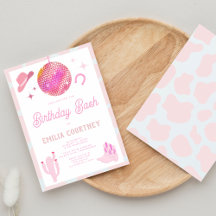 ピンクディスコ女性のカーボーイウエスタンロデオ誕生日バッシュ