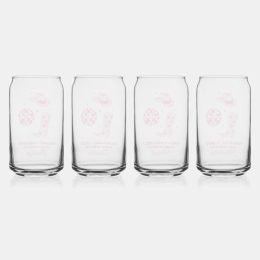 ピンクディスコ女性のカーボーイバチェロレッテビーフグラス ガラス缶 (裏面)