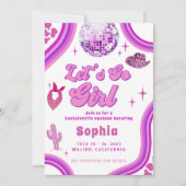 ピンクディスコ女性のカーボーイバチェロレッテロデオウィークエンド 招待状 (正面)