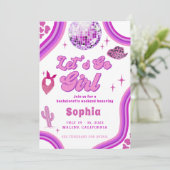 ピンクディスコ女性のカーボーイバチェロレッテロデオウィークエンド 招待状 (スタンド正面)