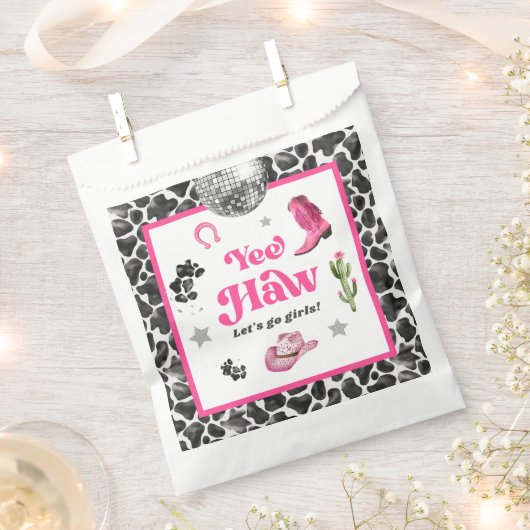 ピンクディスコ女性のカーボーイパーティーの好意バッグ フェイバーバッグ (クリップ留めされた状態)