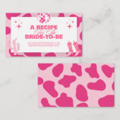 ピンクディスコ女性のカーボーイブライダルシャワー共有Aレシピ エンクロージャーカード (正面/裏面)