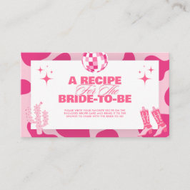 ピンクディスコ女性のカーボーイブライダルシャワー共有Aレシピ エンクロージャーカード