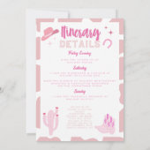 ピンクディスコ女性のカーボーイラストロデオバチェロレッテ週末 招待状 (裏面)